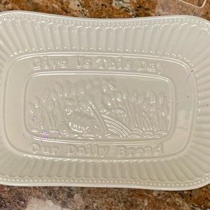 “The Lord’s Prayer” White Porcelain Platter With Metal Serving Rack, by Godinger